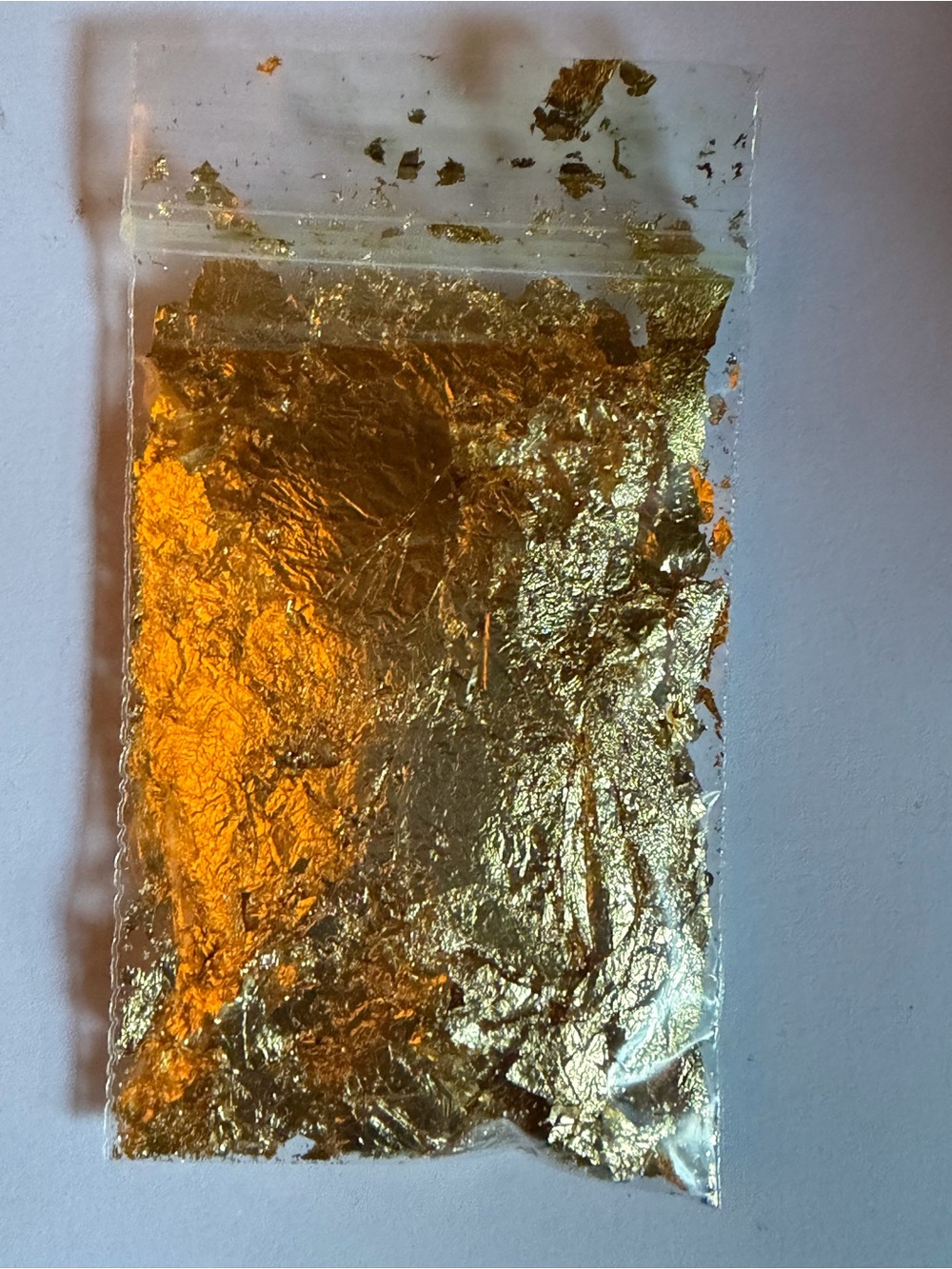 Gold Leaf Flakes in Clear Resealable Bag